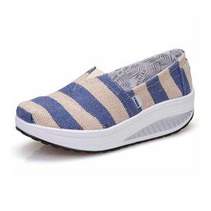 Minka women beige blue stripes size 38.